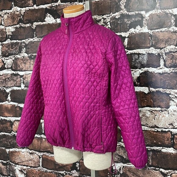 Lands' End Puffer Jacket Full Zip Hot Pink Pockets Size Medium M - Picture 6 of 16